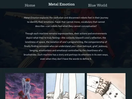 A screenshot of website showing various art pieces.