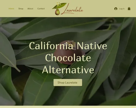 A screenshot showing a bon bon overlain by text, California Native Chocolate Alternative.